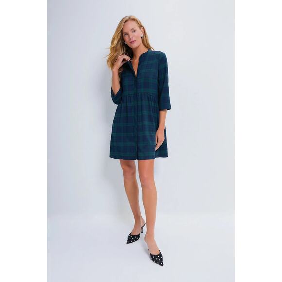 Tuckernuck Dresses & Skirts - NEW Tuckernuck Blackwatch Royal Blue Green Shirt Dress Holiday Women's Medium